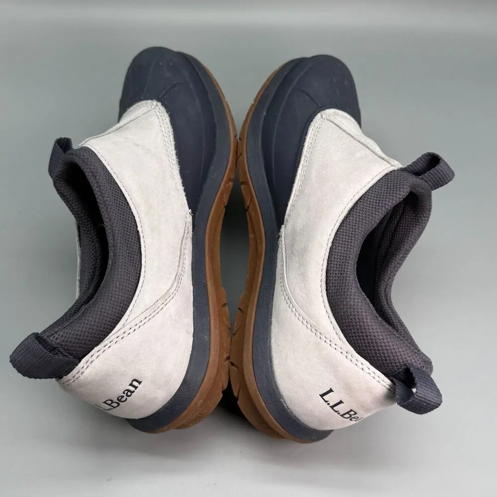 L.L. Bean Storm Chaser 5 Slip-Ons Womens 9.5 Gray White Leather Waterproof Boots